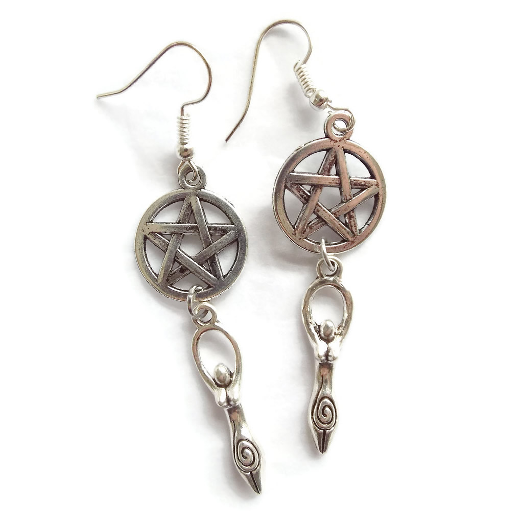 Goddess Pentacle Charm Earrings