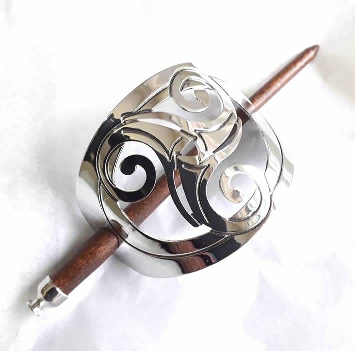 Celtic Big Spirals Silver Metal Hairpin