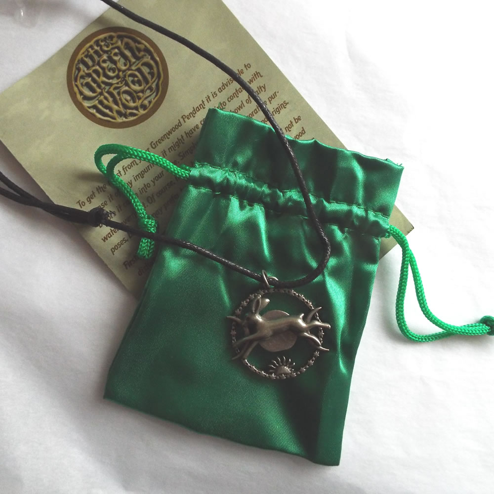 Celestial Hare Pendant Necklace with Leaflet and Bag