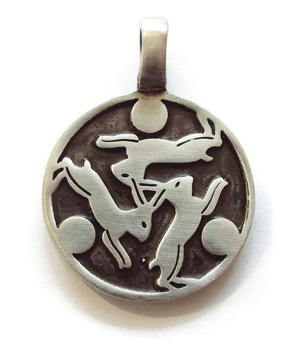 Three Hares Three Moons Pendant