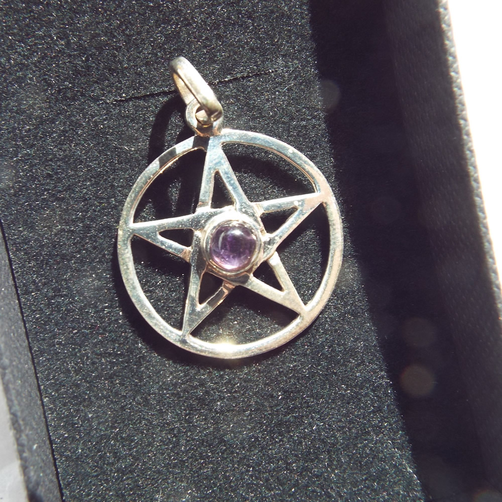 Sterling Silver Pentacle Pendant with Amethyst