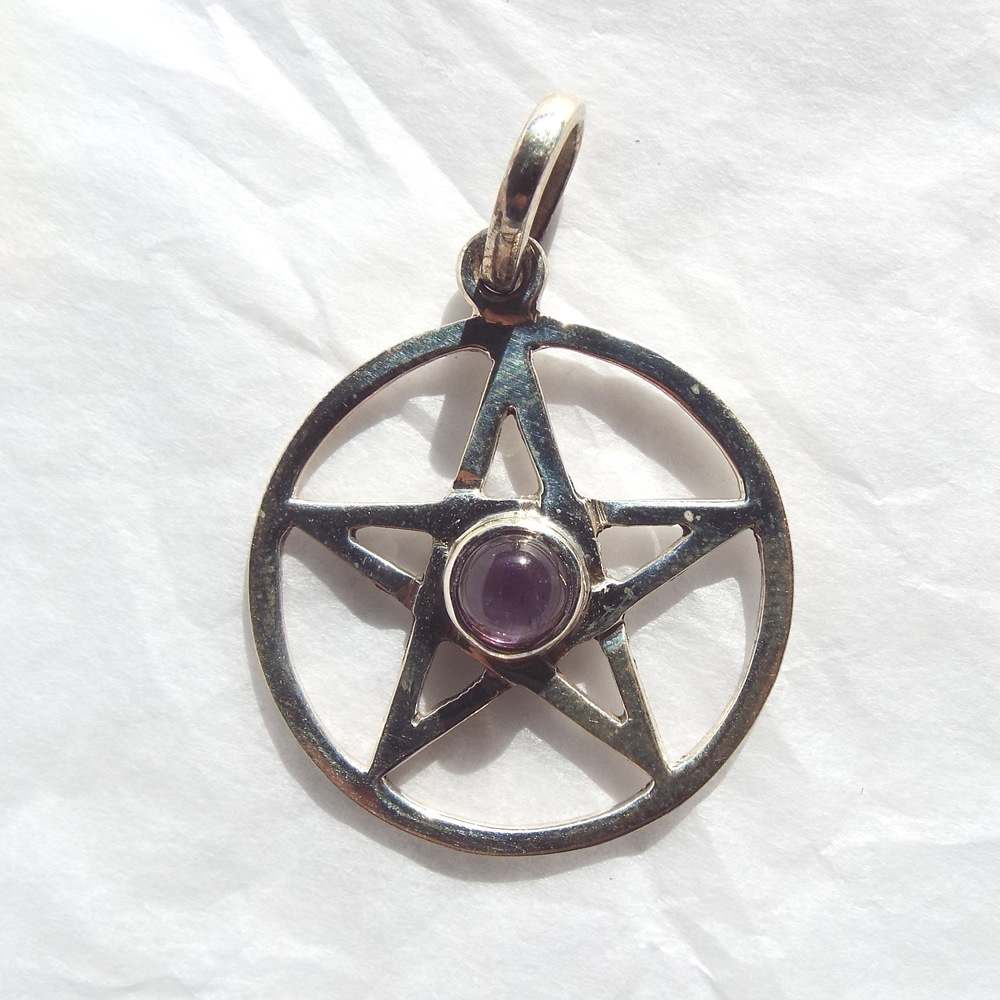 Sterling Silver Pentacle Pendant with Amethyst