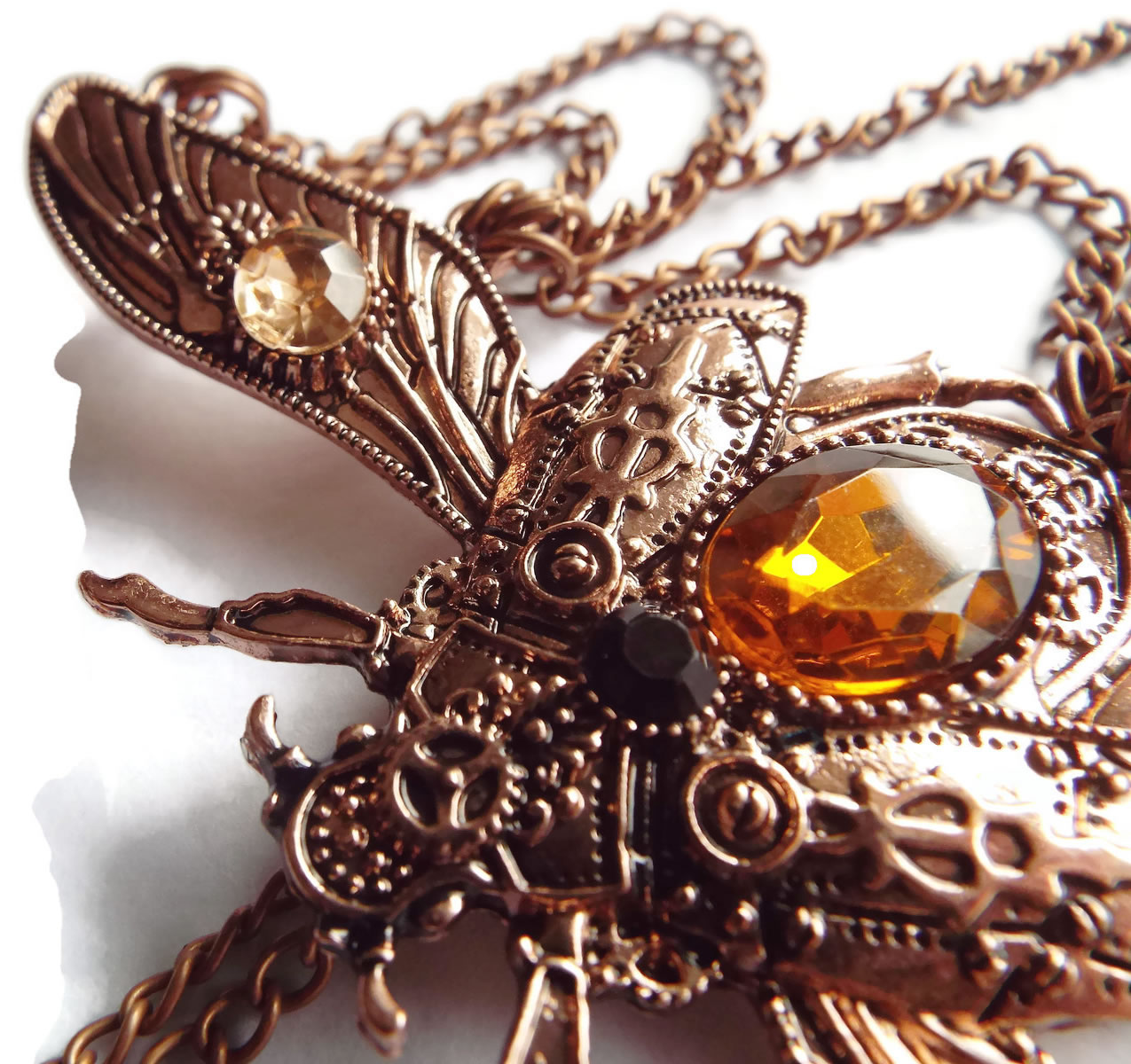 Steampunk Copper Scarab Beetle Necklace