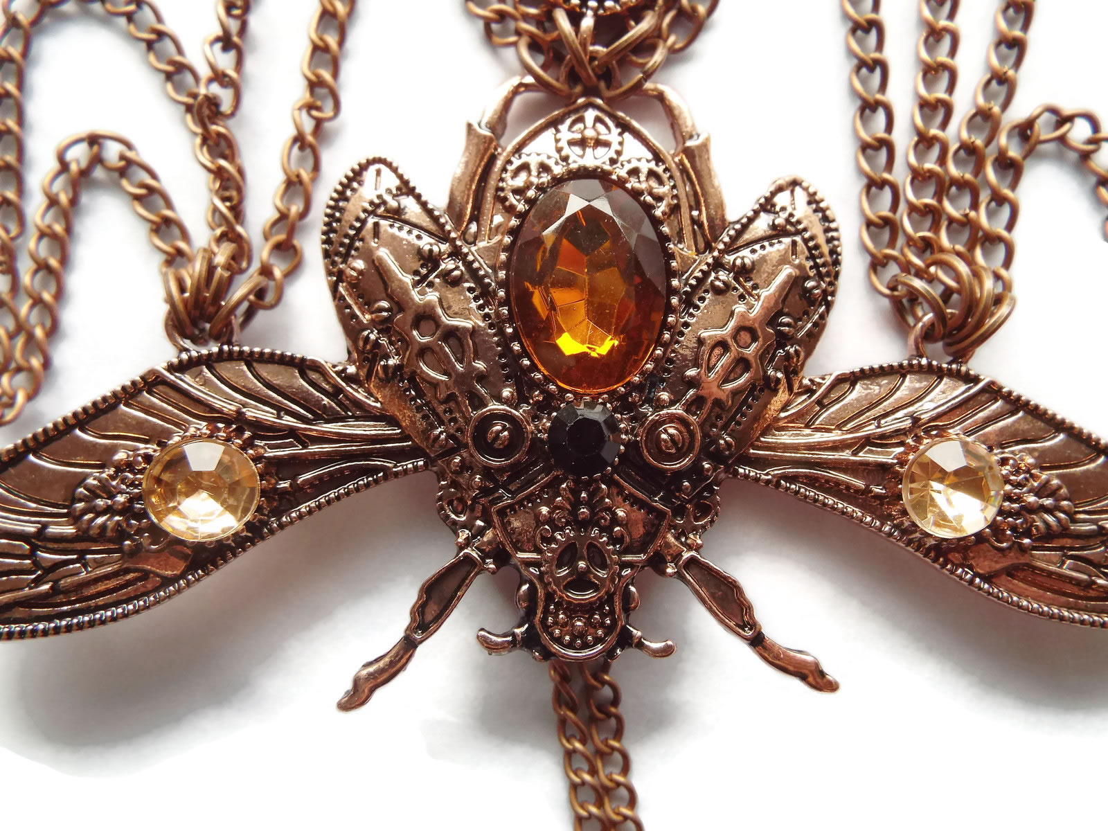 Steampunk Copper Scarab Beetle Necklace