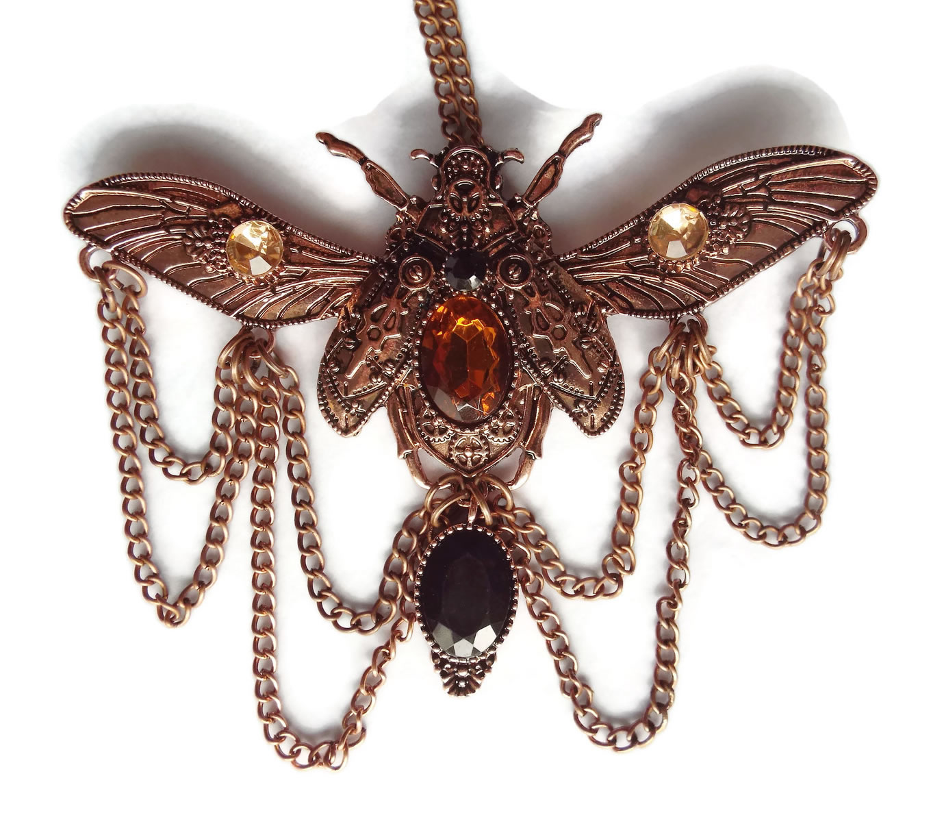 Steampunk Copper Scarab Beetle Necklace