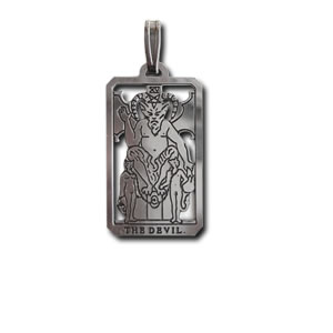 Devil Sterling Silver Tarot Card Pendant - Small