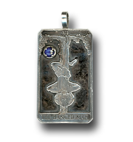 Hanged Man Sterling Silver Tarot Card Pendant - Large