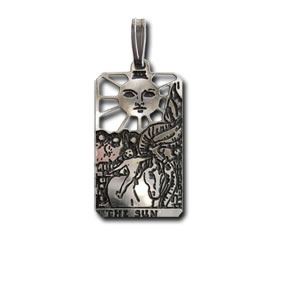 Sun Sterling Silver Tarot Card Pendant - Small