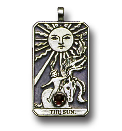 Sun Sterling Silver Tarot Card Pendant - Large