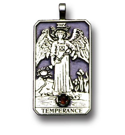 Temperance Sterling Silver Tarot Card Pendant - Large