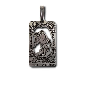 World Sterling Silver Tarot Card Pendant - Small