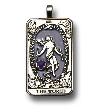 World Sterling Silver Tarot Card Pendant - Large