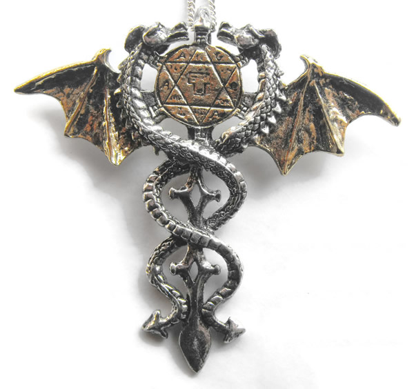 Ancient Magic Gold and Silver Serpents Pendant Necklace