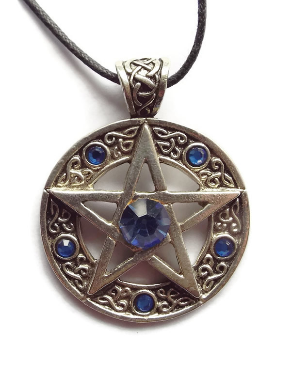 Large Jewelled Pentacle Pendant Necklace