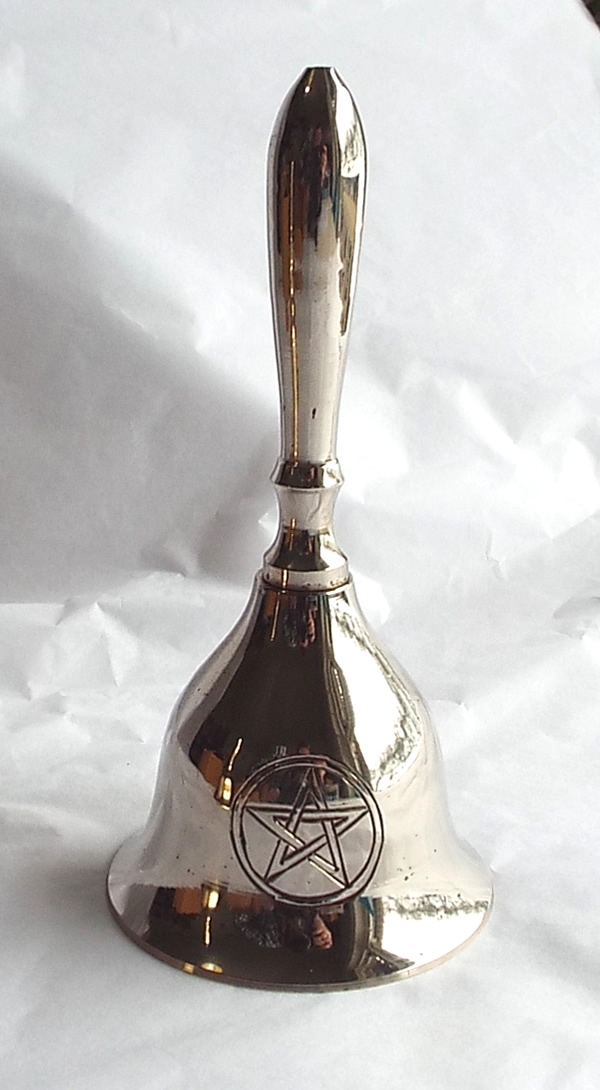 Brass Bell with Pentagram - Silver