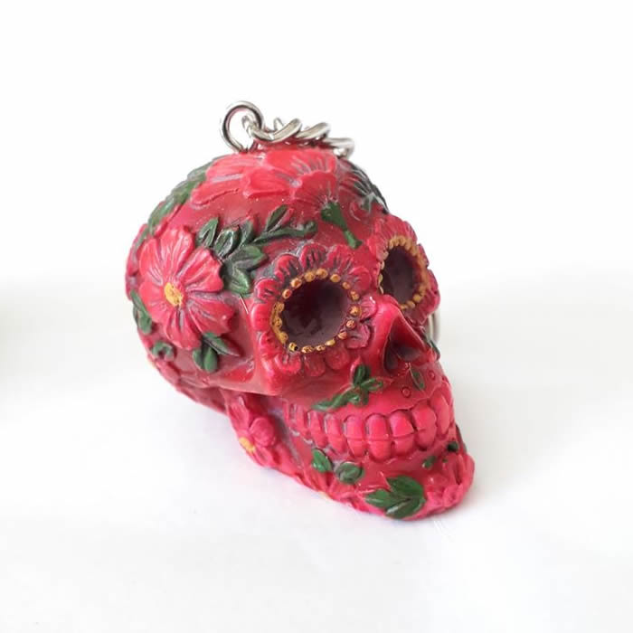 Sugar Blossom Day of the Dead Sugar Skull Key Ring