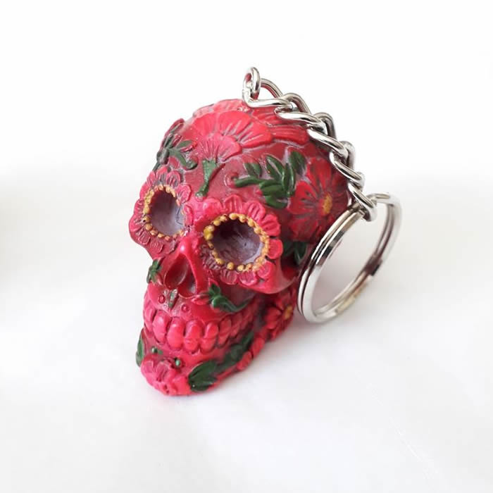 Sugar Blossom Day of the Dead Sugar Skull Key Ring