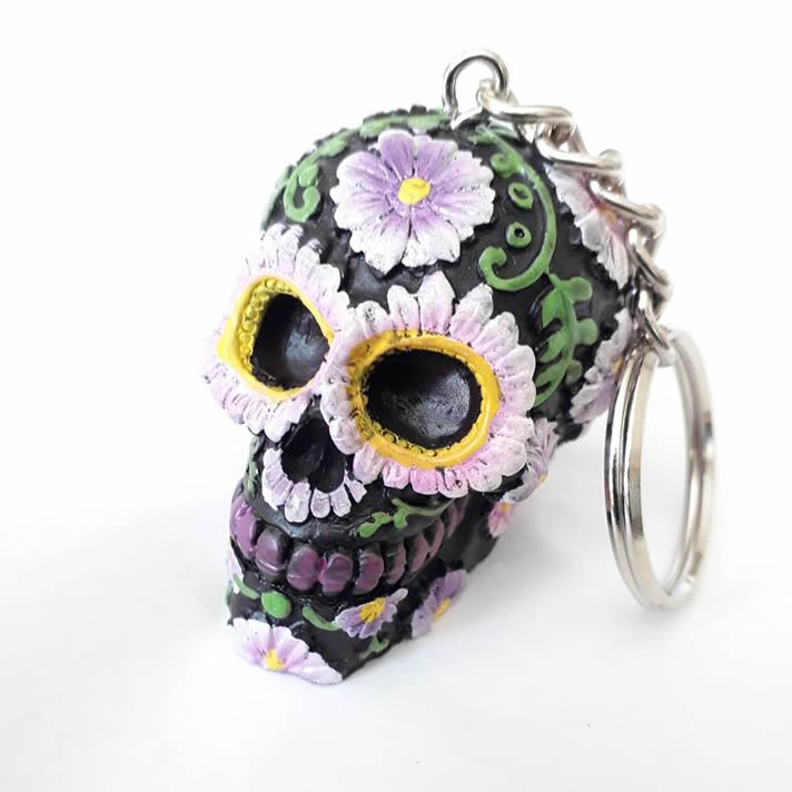 Sugar Petal Day of the Dead Sugar Skull Key Ring