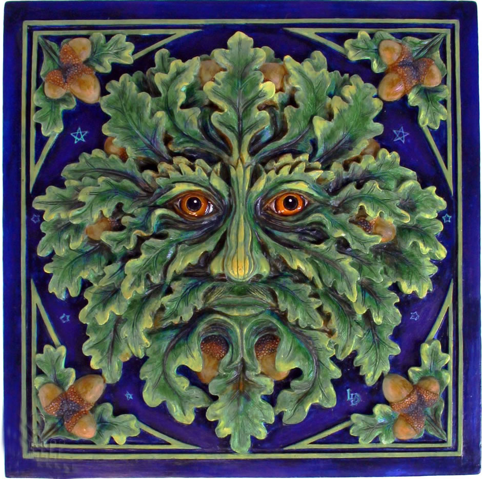 Oak Leaf and Acorn Green Man Plaque