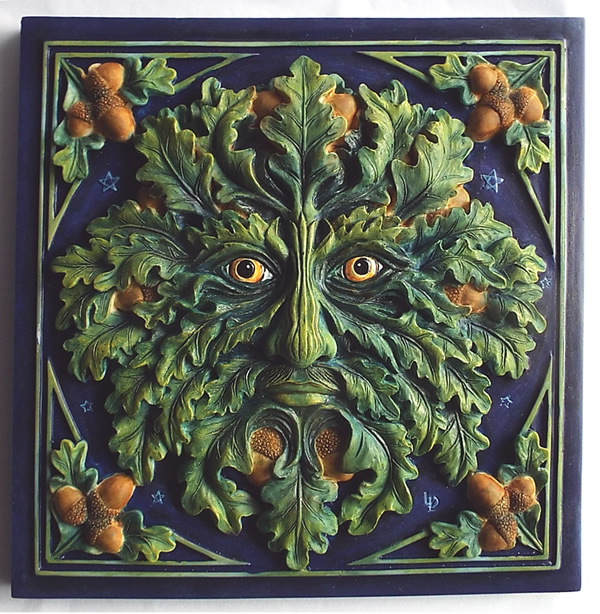 Oak Leaf and Acorn Green Man Plaque