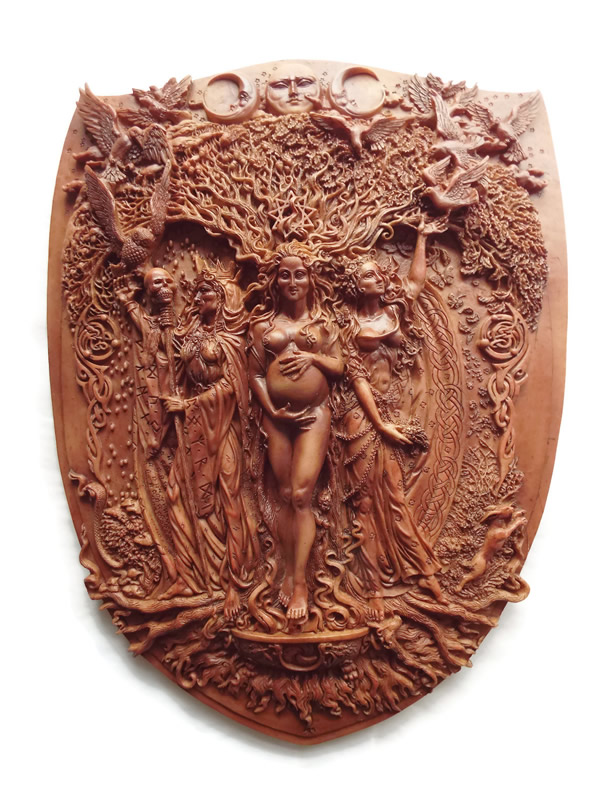 Triple Goddess Terracotta Wall Ornament