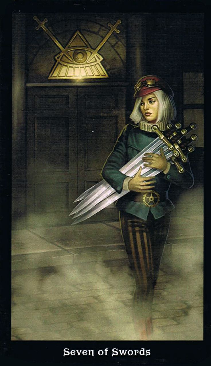 Steampunk Tarot Seven of Swords