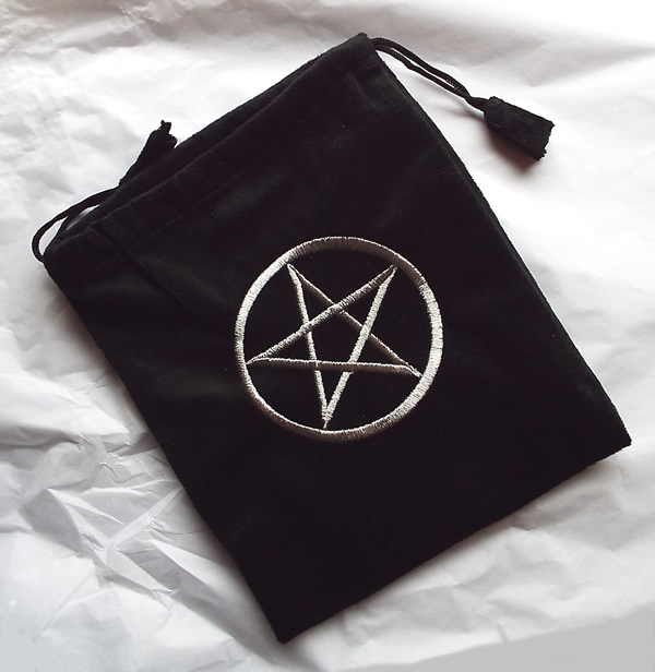 Silver Pentacle Velvet Bag