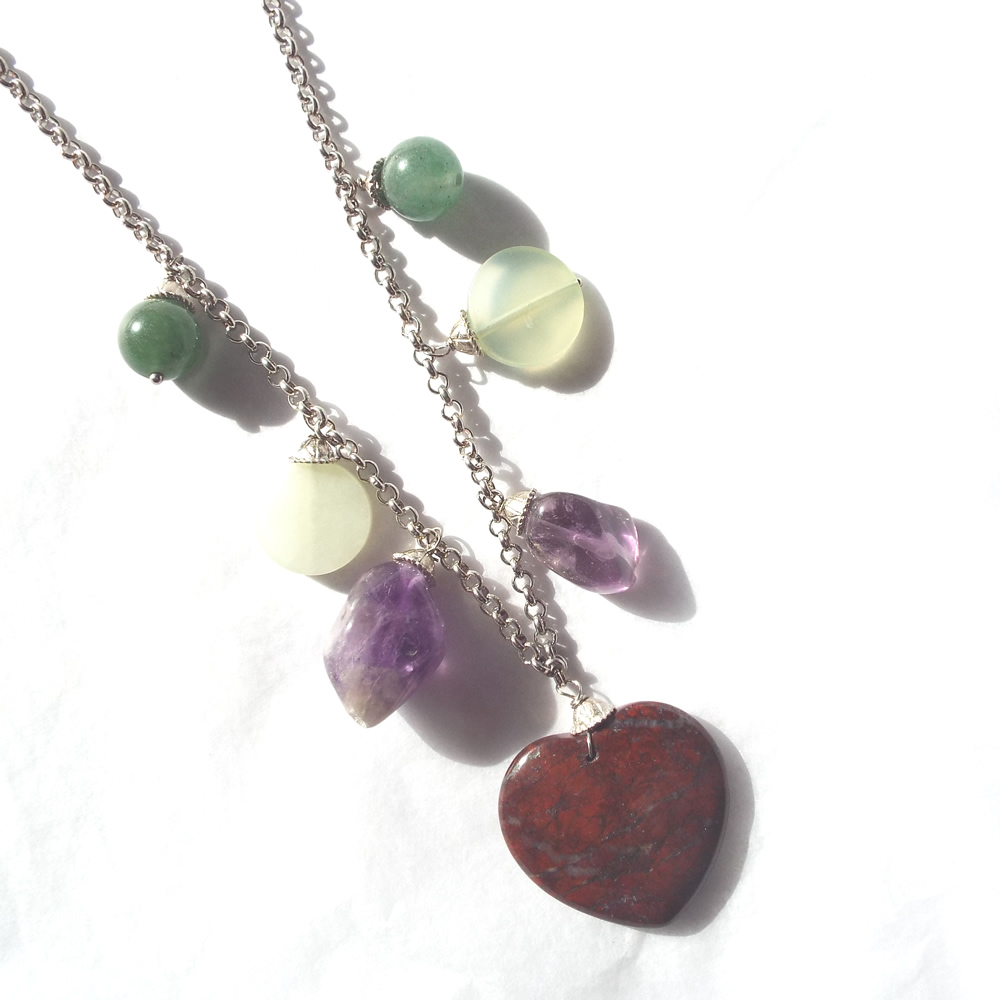 Jasper Heart Charm Necklace