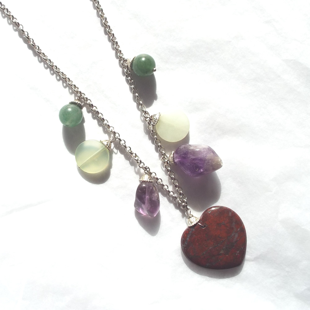 Jasper Heart Charm Necklace