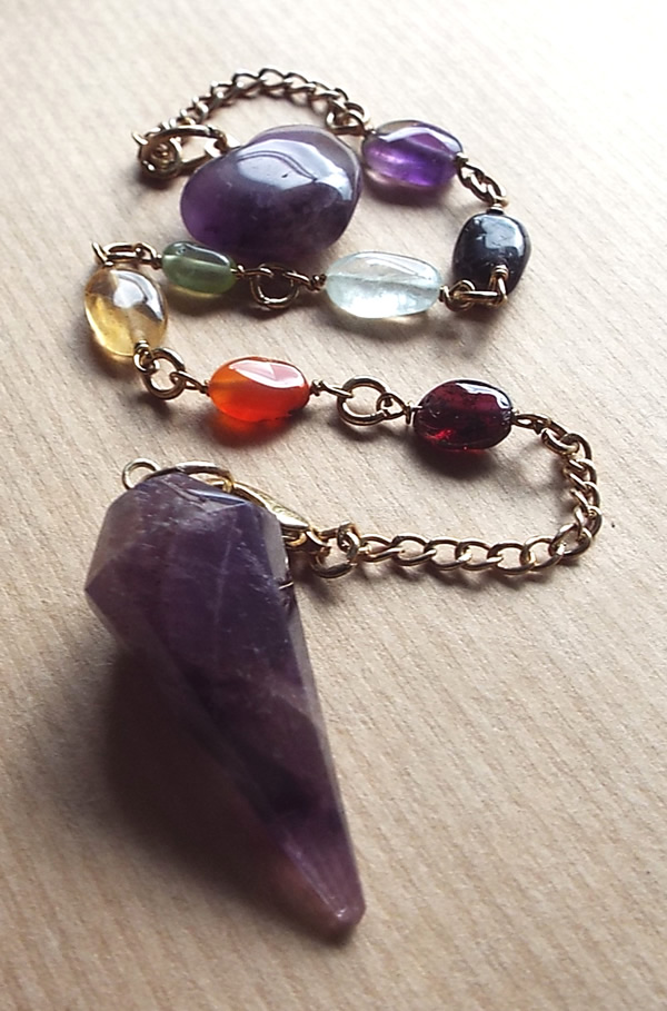 Amethyst Chakra Crystal Bracelet and Pendulum