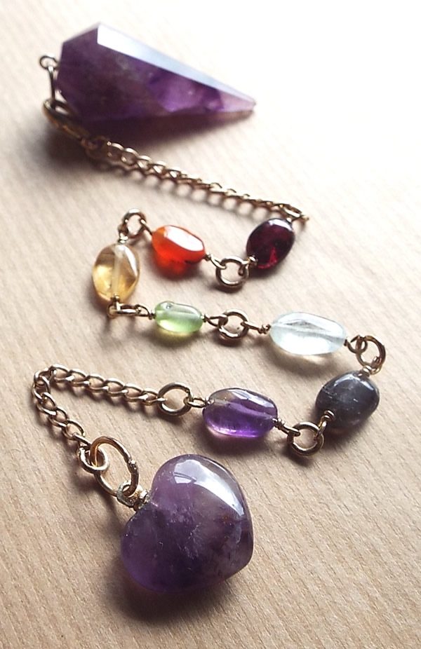 Amethyst Chakra Crystal Bracelet and Pendulum